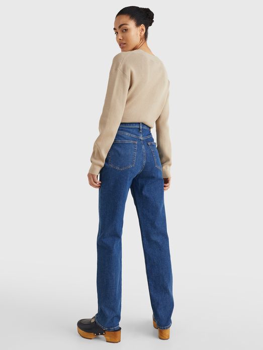 Pantalones Jeans Clasico Recto Para Mujeres