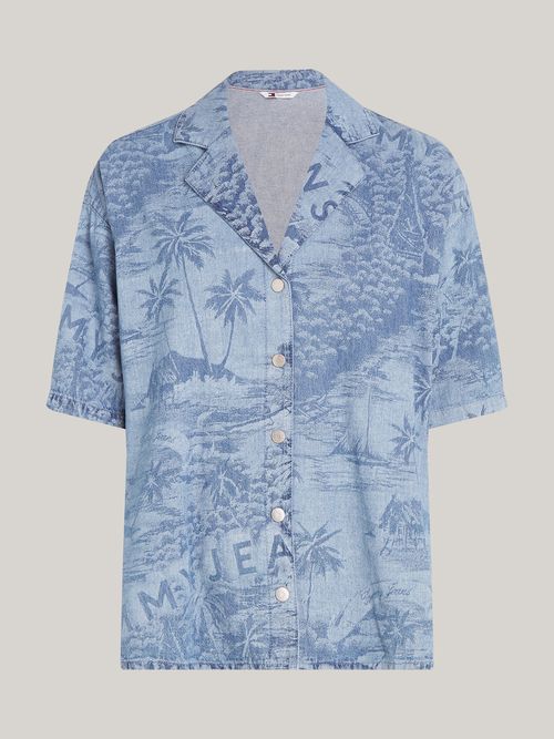 Camisa-de-chambray-con-estampado-tropical