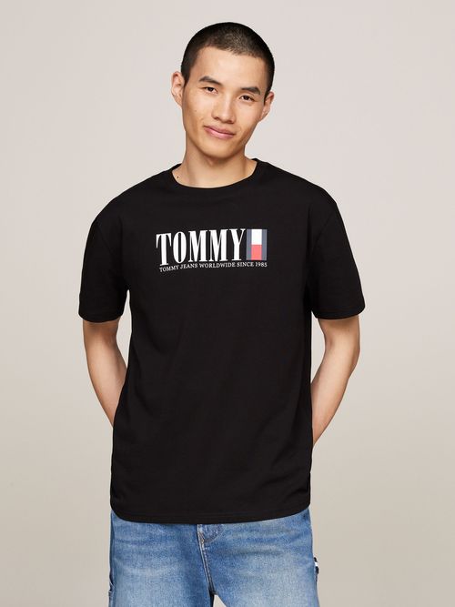 Camiseta-de-cuello-redondo-con-logo-de-Tommy