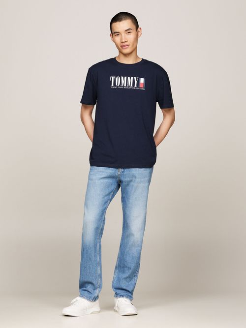 Camiseta-de-cuello-redondo-con-logo-de-Tommy