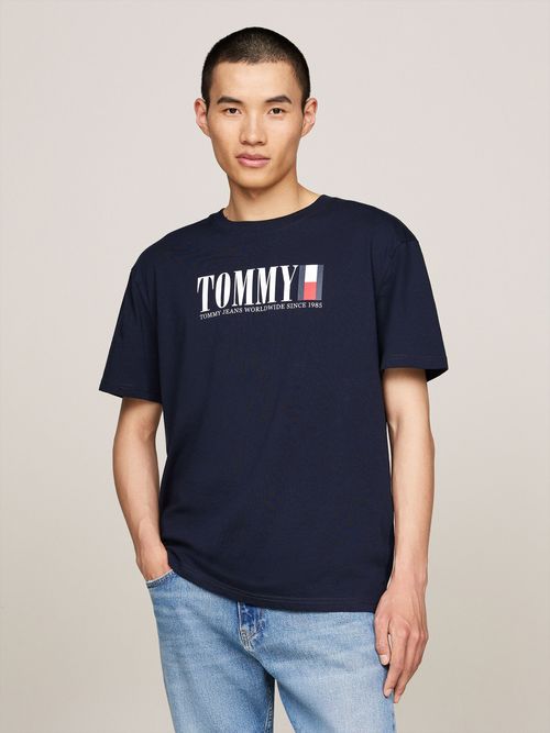 Camiseta-de-cuello-redondo-con-logo-de-Tommy