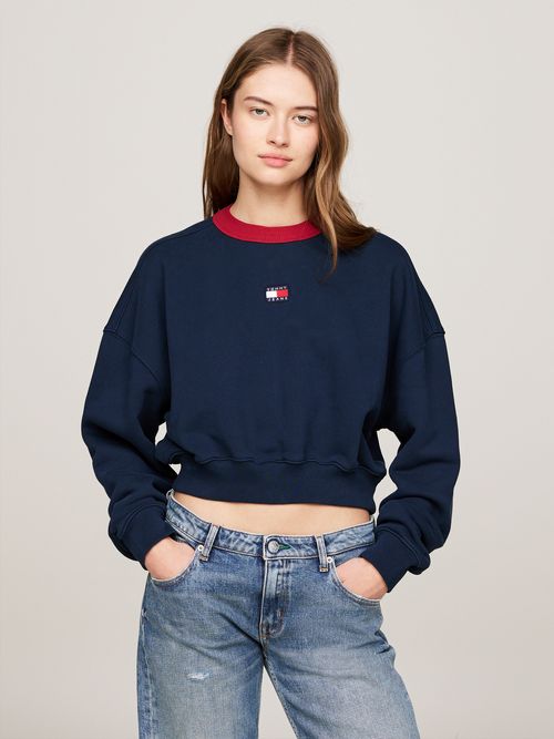 Sudadera-cropped-amplia-con-parche-de-Tommy