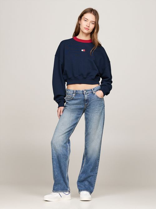 Sudadera-cropped-amplia-con-parche-de-Tommy