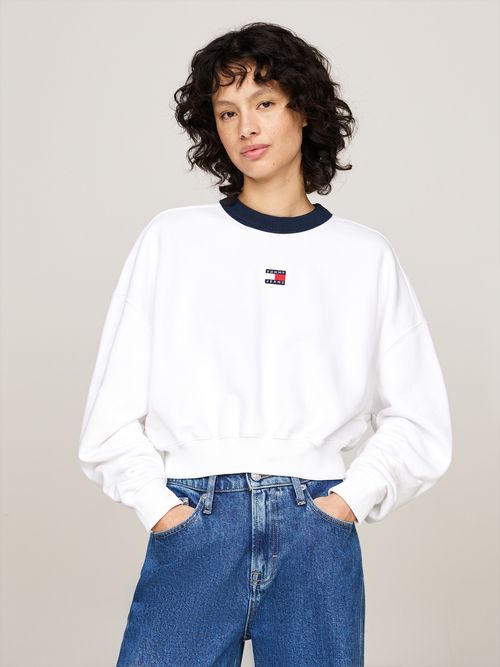 Sudadera-cropped-amplia-con-parche-de-Tommy