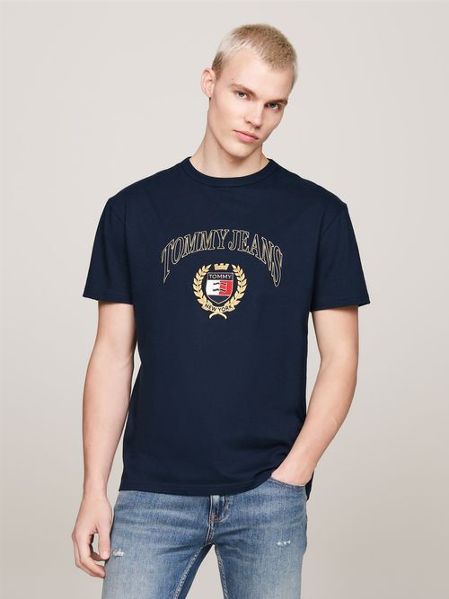 Camiseta-de-cuello-redondo-con-logo-bordado