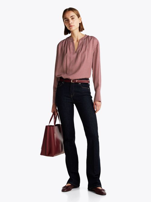 Blusa-amplia-estampada-con-cuello-fruncido