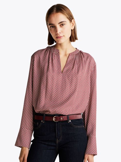 Blusa-amplia-estampada-con-cuello-fruncido