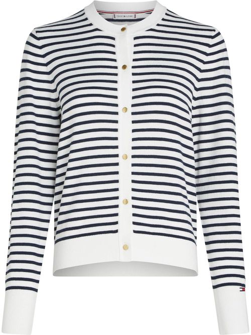 Cardigan-de-rayas-con-logo