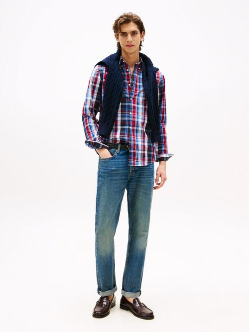 Camisa-poplin-de-cuadros-de-corte-regular
