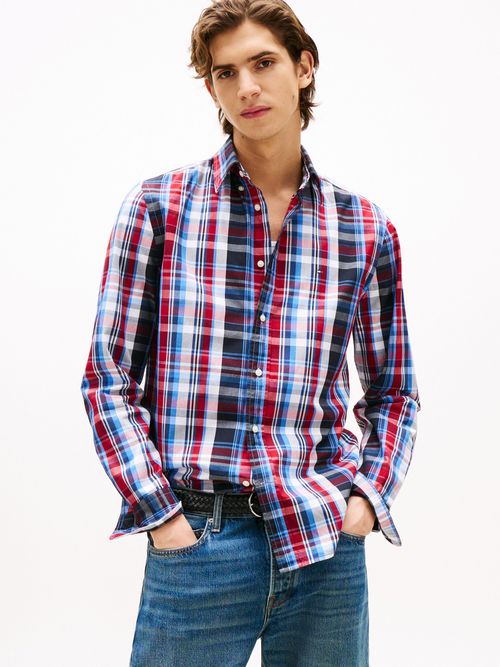 Camisa-poplin-de-cuadros-de-corte-regular