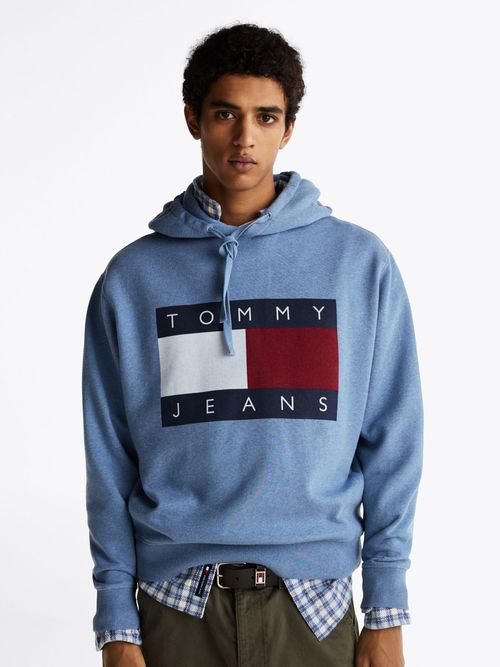 Sudadera-amplia-de-melange-con-capucha