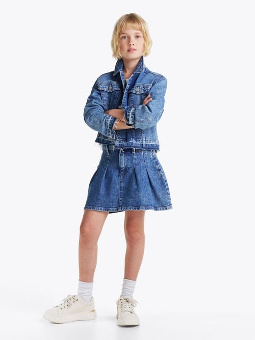 Minifalda-denim-plisada