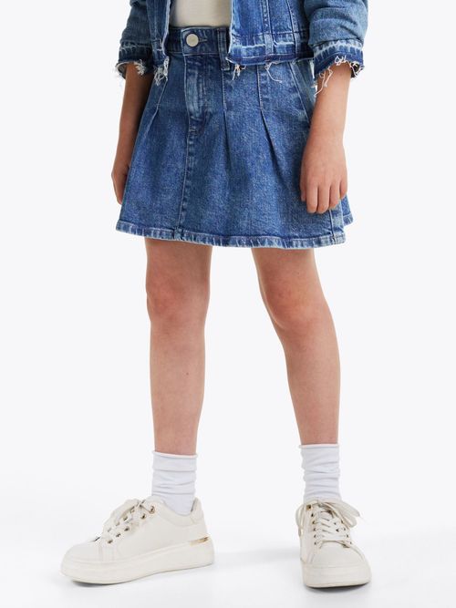Minifalda-denim-plisada