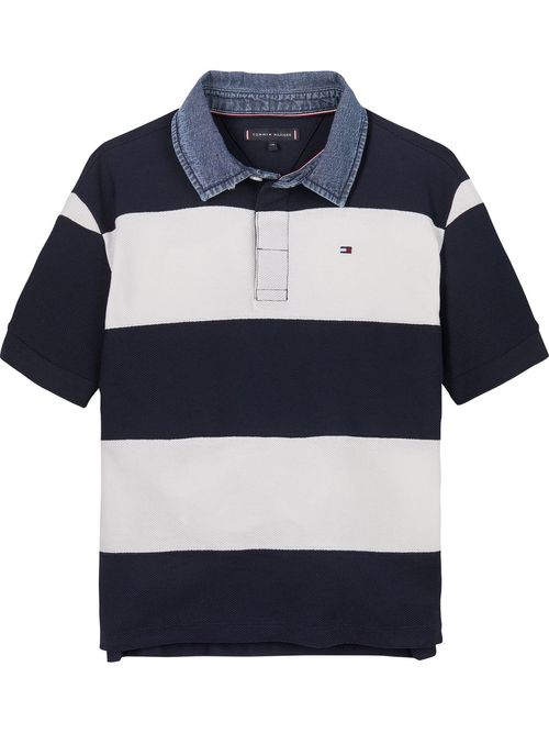 Polo-con-cuello-de-chambray-a-rayas