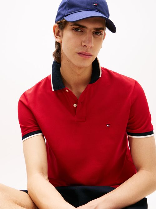 Polo-con-cuello-de-punto-a-contraste