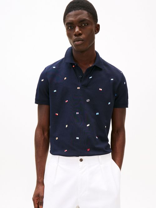 Polo-de-corte-regular-estampado-de-banderas-