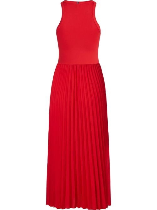 Vestido-sin-Mangas-con-cuerpo-liso-y-falda-plisada-