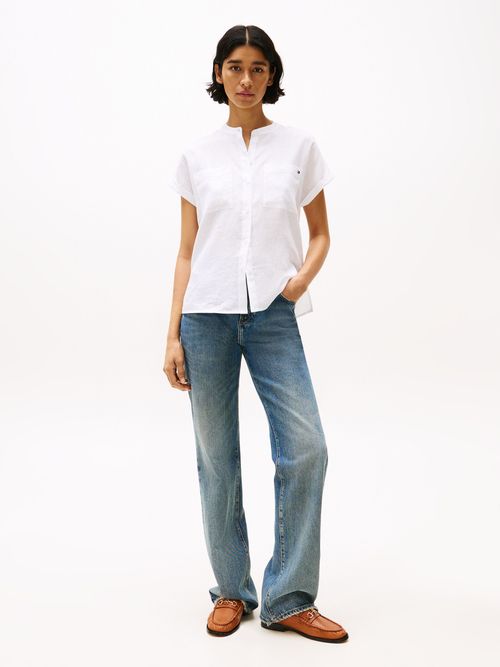 Blusa-amplia-de-manga-corta-en-lino