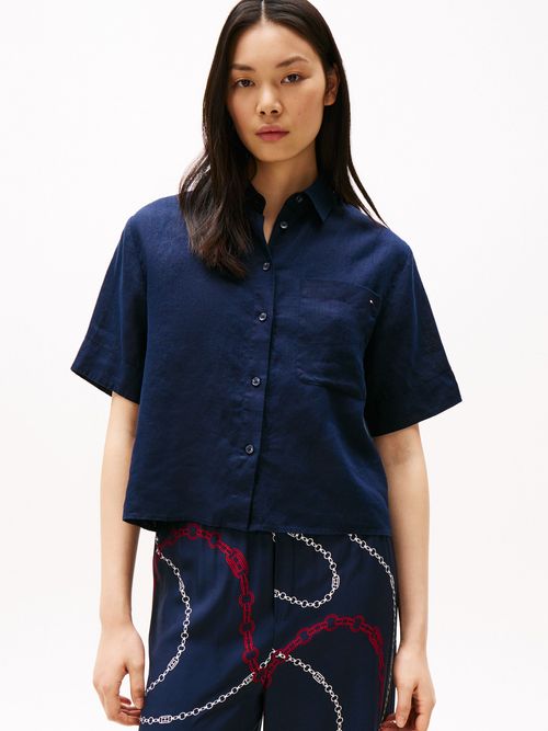 Camisa-amplia-de-manga-corta-en-lino