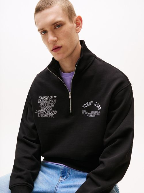 Sudadera-de-corte-relaxed-con-cremallera-de-un-cuarto