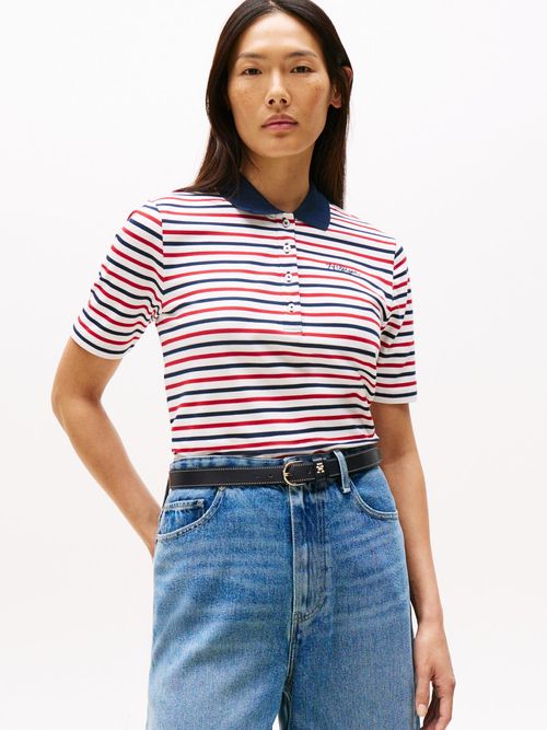 Polo-de-corte-regular-con-diseño-de-rayas-y-logo-script