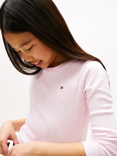 Camiseta-con-motivo-Pointelle-de-manga-larga