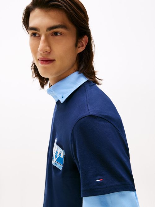 Camiseta-de-cuello-redondo-con-logo-bordado