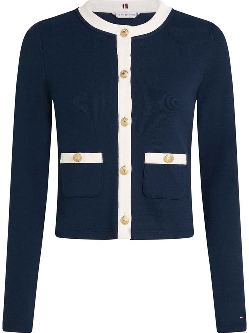 Cardigan-de-cuello-redondo-con-cierre-de-botones-dorados