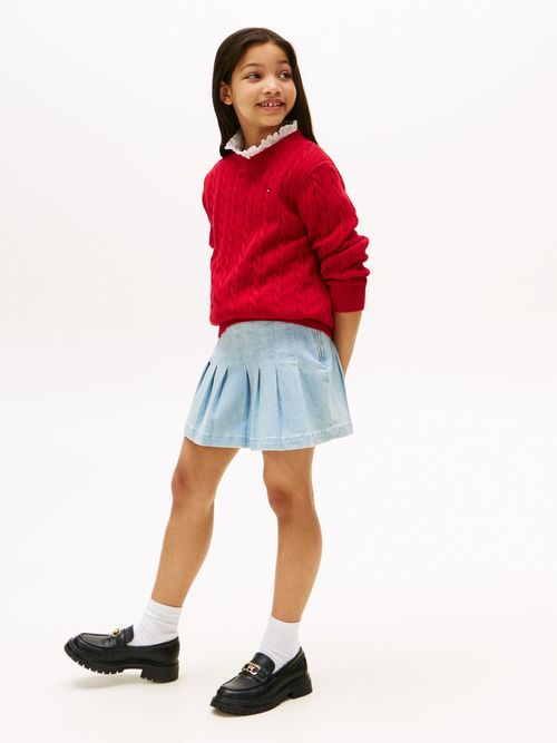 Minifalda-chaqueta-denim-plisada