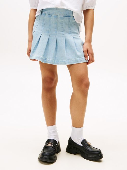 Minifalda-chaqueta-denim-plisada