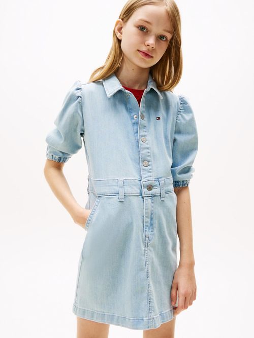 Vestido-denim-con-mangas-abullonadas