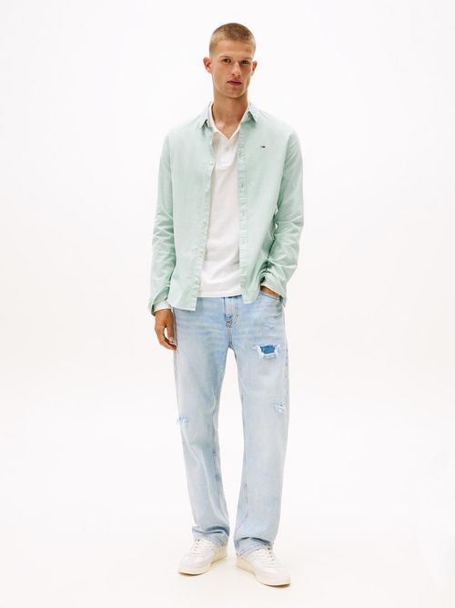 Camisa-stretch-oxford-de-corte-slim-con-logo