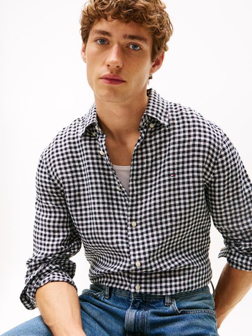Camisa-de-lino-con-diseño-de-cuadros-gingham