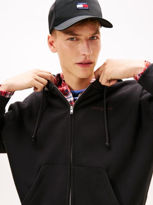 Abrigo-con-capucha-y-cierre-de-cremallera-con-logo-script-