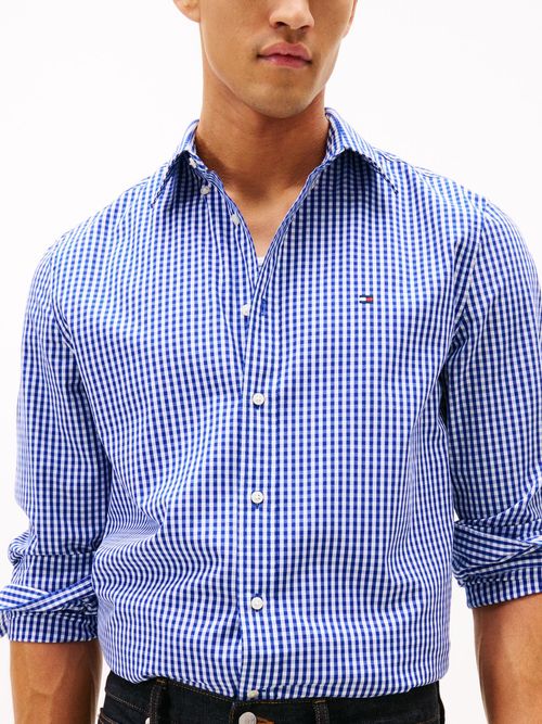 Camisa-manga-larga-regular-de-popelin-flex-con-cuadros-gingham-