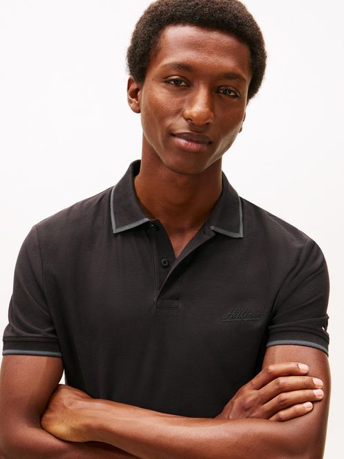 Polo-regular-de-sarga-con-logo-Hilfiger-bordado