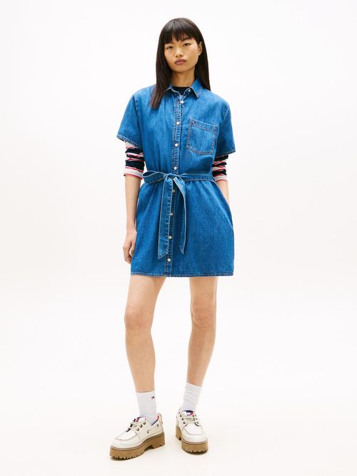 Minivestido-camisero-de-chambray-con-cinturon