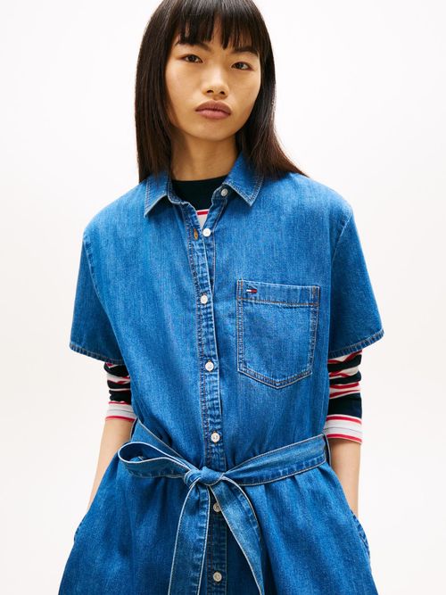 Minivestido-camisero-de-chambray-con-cinturon
