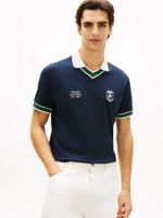 Polo-amplio-con-Cuello-en-V-ribeteado
