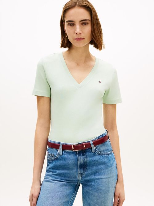 Camiseta-de-rayas-con-Cuello-en-V
