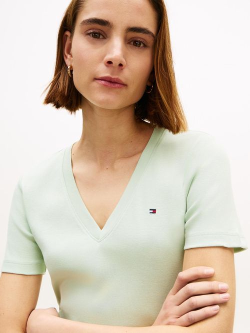 Camiseta-de-rayas-con-Cuello-en-V