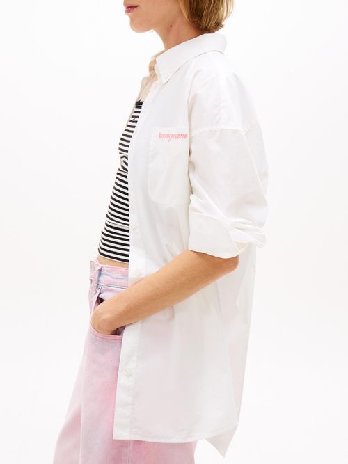 Camisa-oversize-de-popelin-con-logo-bordado
