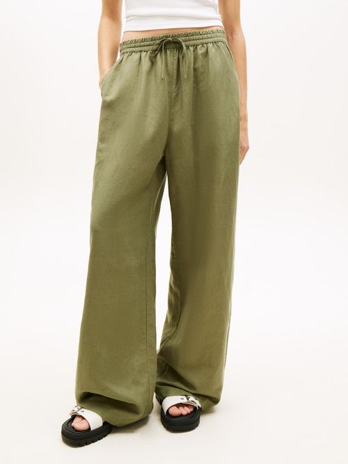 Pantalon-holgado-con-cordon-en-mezcla-de-lino
