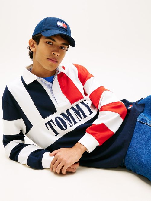 Polo-de-rugby-color-block-de-corte-amplio