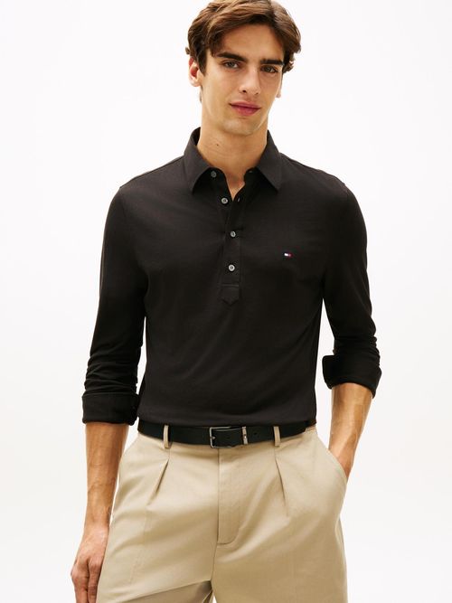 Polo-regular-de-manga-larga-en-tejido-ligero