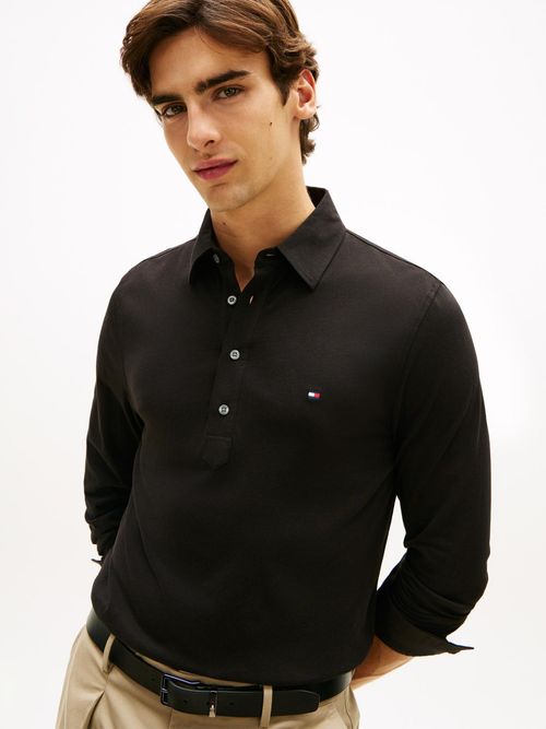 Polo-regular-de-manga-larga-en-tejido-ligero
