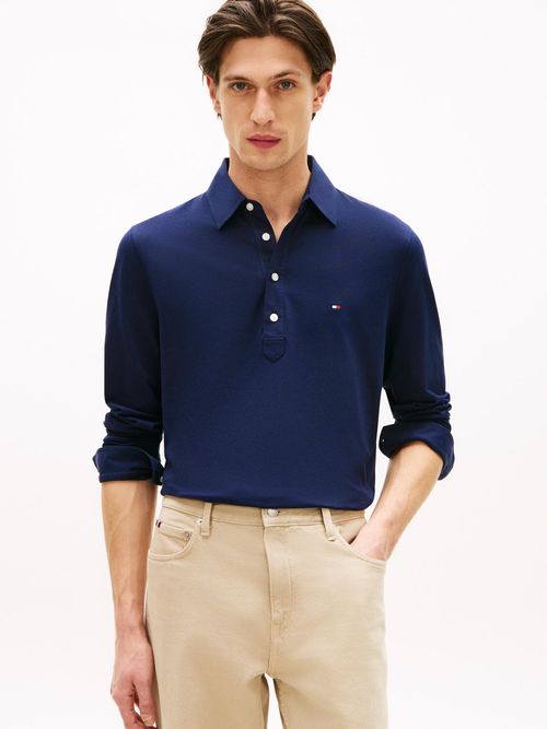 Polo-regular-de-manga-larga-en-tejido-ligero
