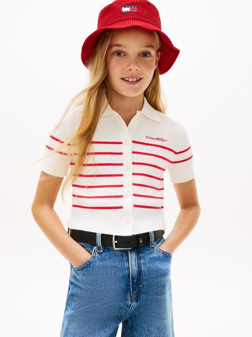 Cardigan-de-manga-corta-con-logo-bordado